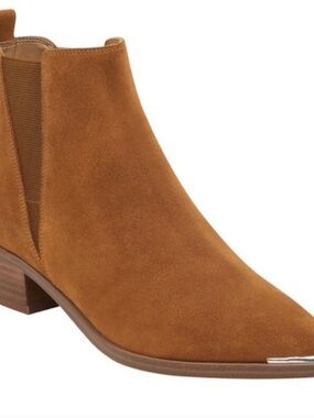 Marc Fisher Suede Chelsea Ankle Boot in Cognac Tan